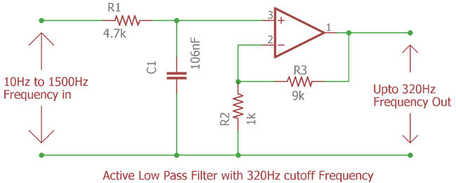 Active Low Pass Filter with 320Hz cutoff Frequency