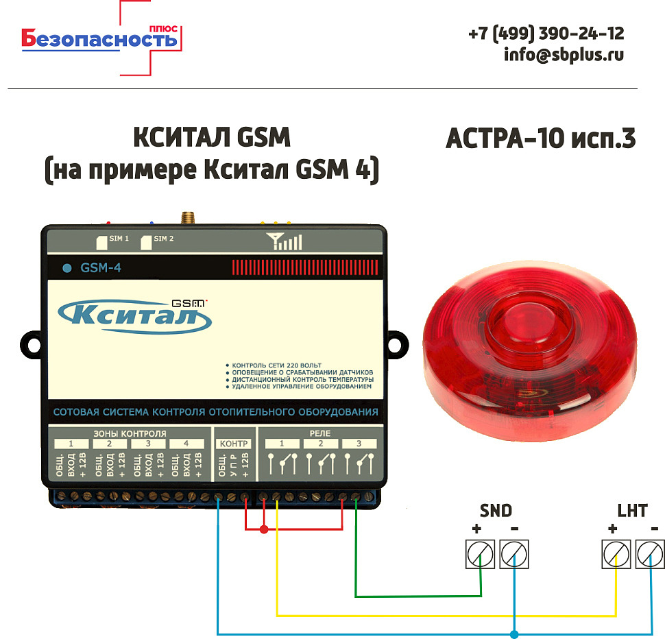 Астра-10 исп.3 схема подключения к Кситал GSM