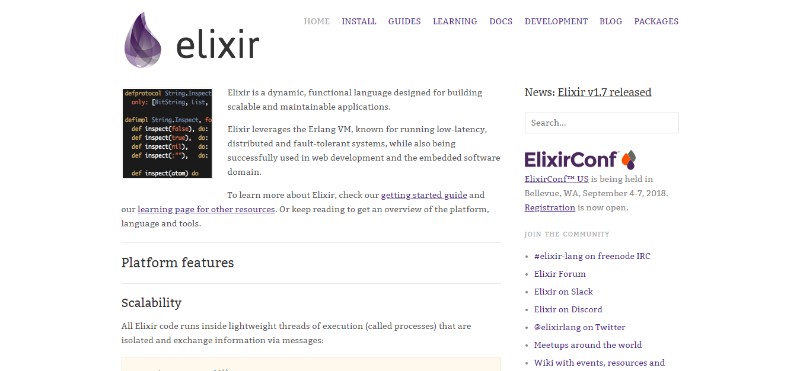 web development technologies programming languages Elixir